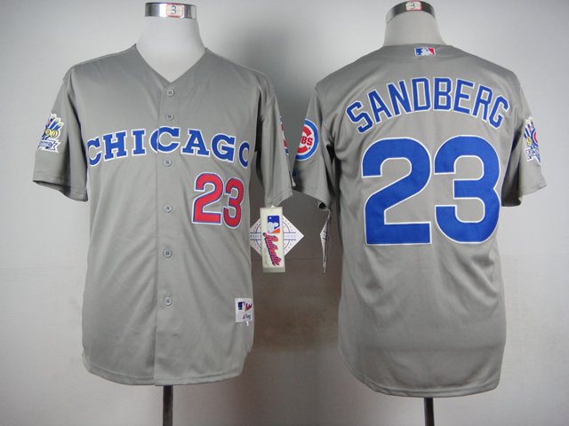Men Chicago Cubs #23 Sandberg Grey Throwback 1990 MLB Jerseys->chicago cubs->MLB Jersey